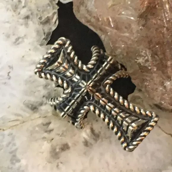 Carolyn Pollack Southwestern Style Sterling Decorated Cross Ring For Women - Picture 2 of 10